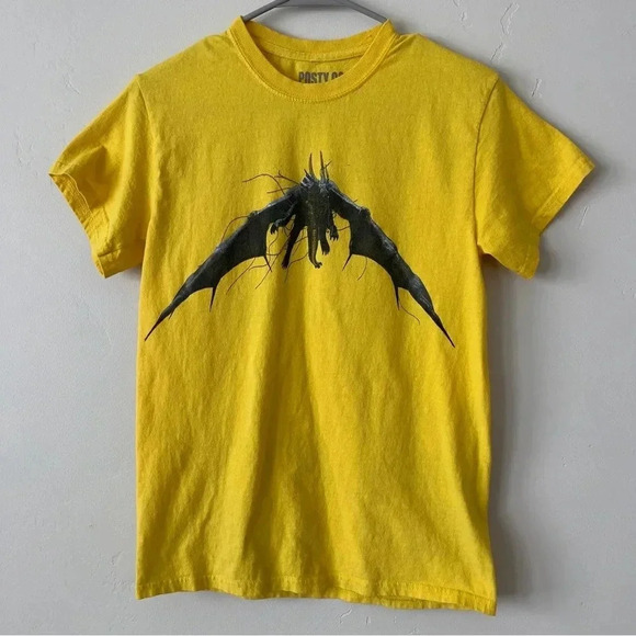 Post Malone Posty Co Dragon Concert Tee Shirt Crew Neck Yellow Mens Small - Picture 2 of 4
